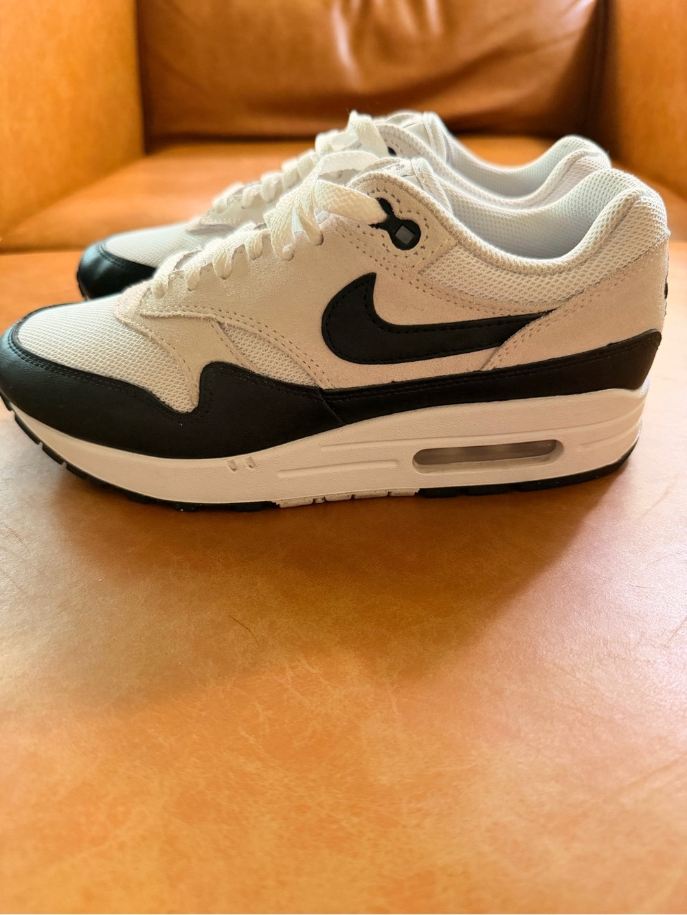 Nike Like New White and Black Air Max 1 Low-Top Sneakers